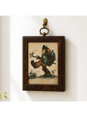 Vintage Hummel Wall Art In Wooden Frame With Brass Hanger Handcrafted In Canada